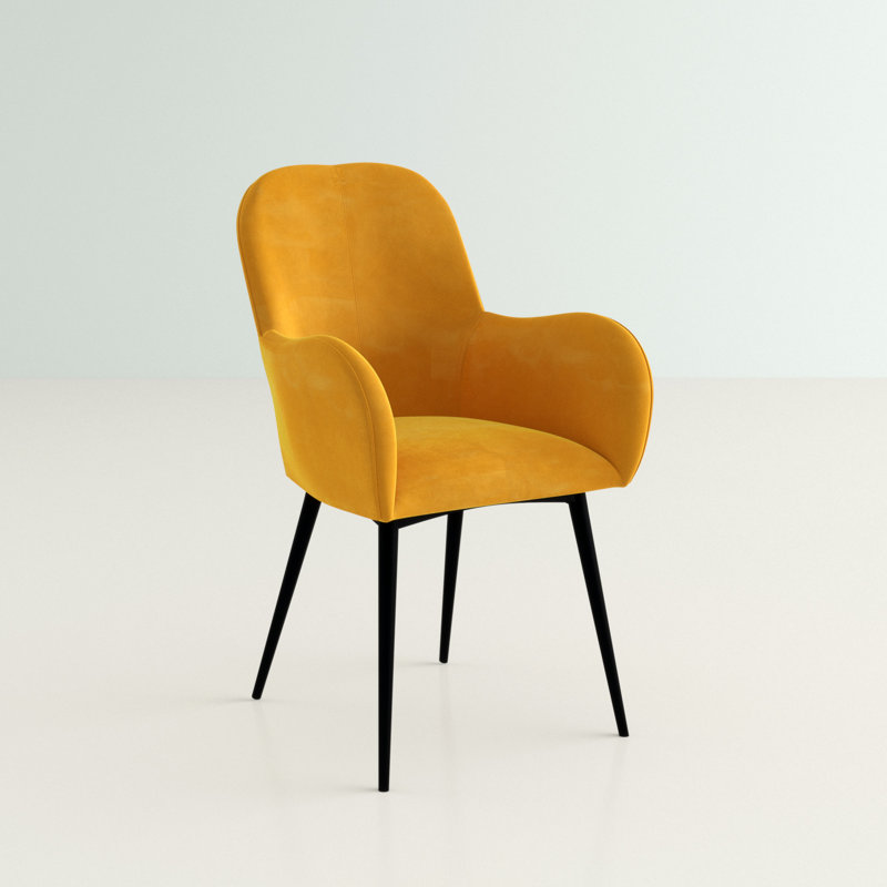 Velvet Armchair, Mustard Yellow Velvet
