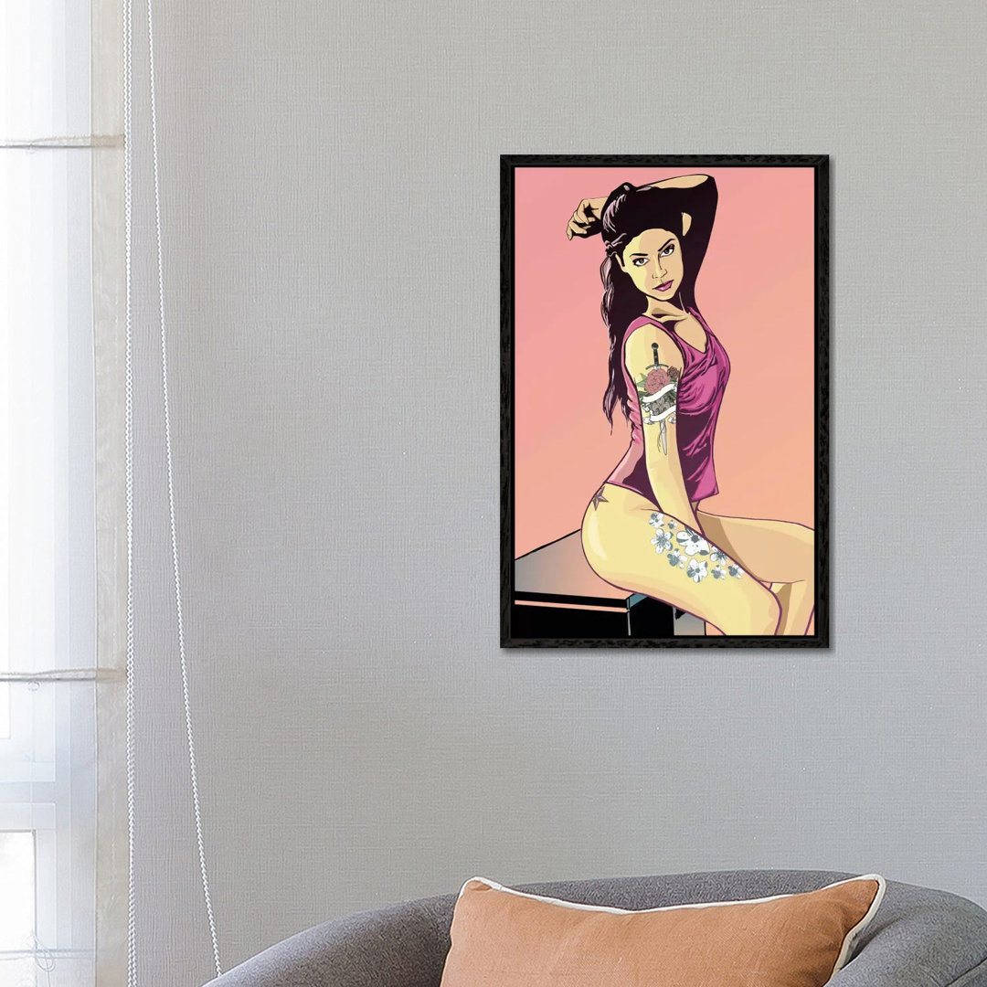 Suicide Girl von 5by5collective - Galerie-umwickelte Leinwand Giclée auf Leinwand