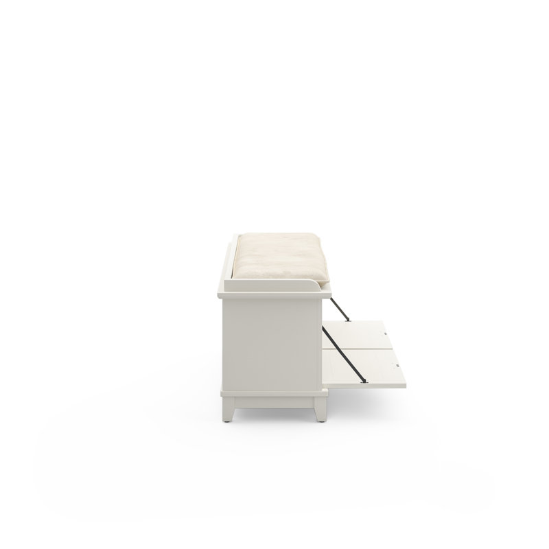 Almendra Microfiber / Microsuede Upholstered Storage Bench, Off White