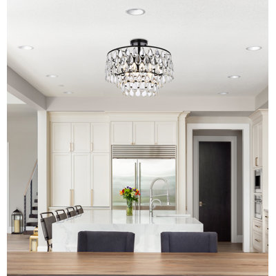 Stiner 3-Light Crystal Tiered Flush Mount