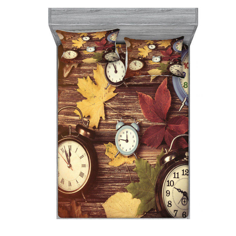 Ensemble de draps et feuilles d'érable séchées, Ensemble de drap pour grand lit avec drap-housse