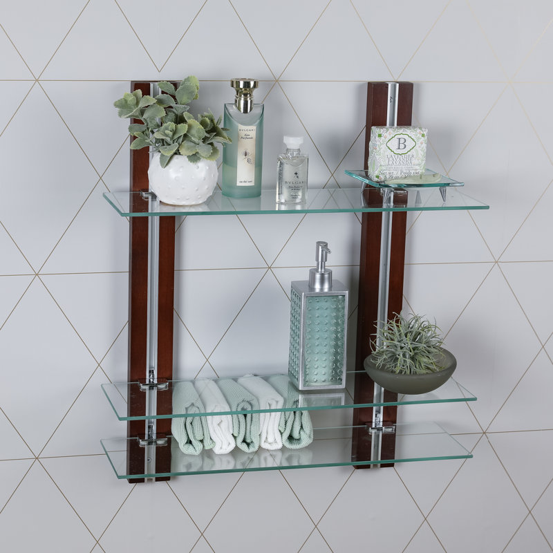 Audon 3 Piece Glass Tiered Shelf with Adjustable Shelves
