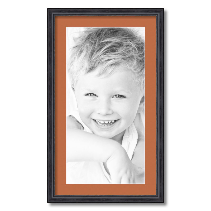 Black Matte Picture Frame with Mat, Red/Orange