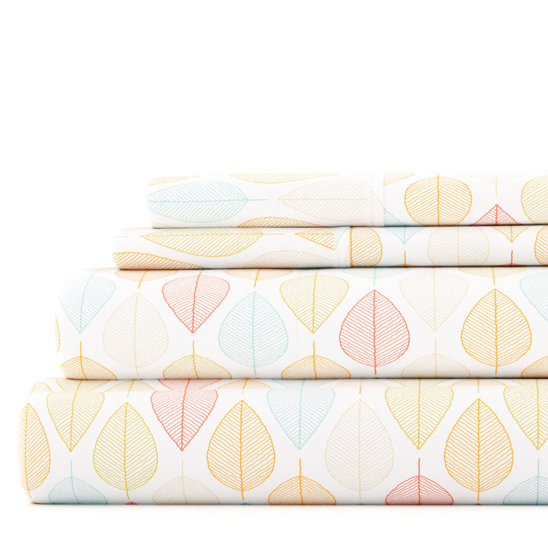 Home Fall Foliage Pattern Microfiber Sheet Set, King