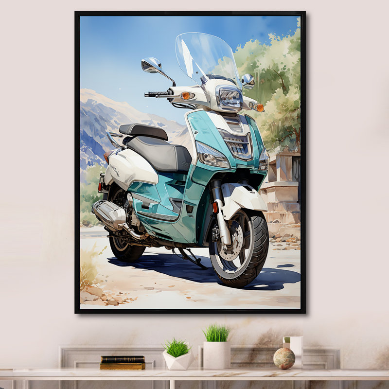 «Dornburg Scooter Touring Companion III», reproduction sur toile, H 44 po x l 34 po x P 1,5 po, Cadre flottant noir