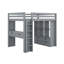 Lit mezzanine double avec grandes tablettes, bureau et DEL-792649975