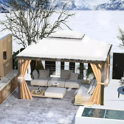 Outdoor Aluminum Patio Gazebo with Galvanized Steel Double Roof