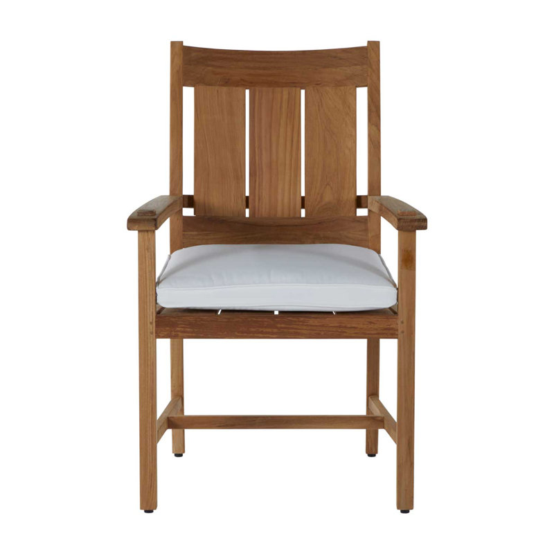 Croquet Teak Patio Dining Armchair with Cushions, Natural Teak, Welt, Bali Pearl