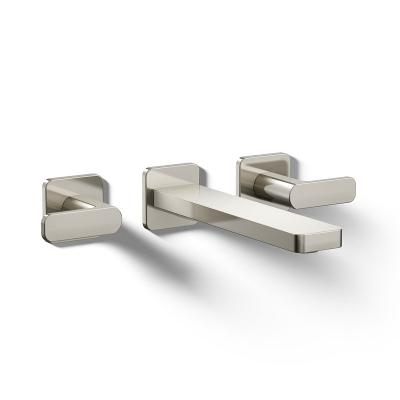 Parallel Wall-Mount Bathroom Sink Faucet Trim, Silver