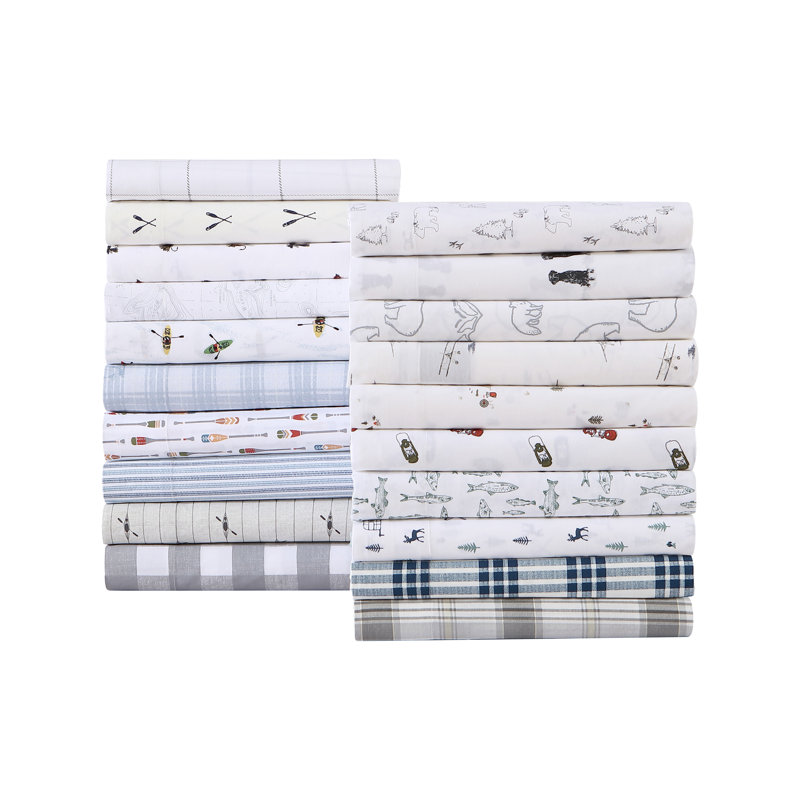 Ensemble de draps en percale de coton Eddie Bauer, Ensemble de draps pour grand lit avec 2 taies d'or