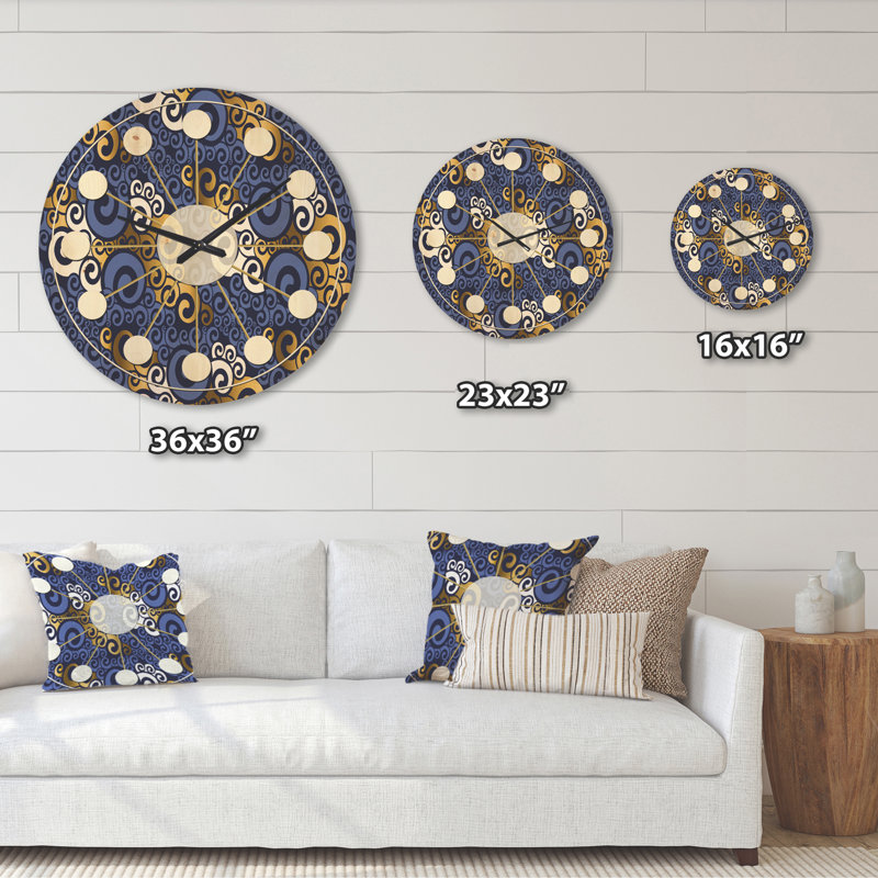 Horloge murale en bois Luxury Waves III, Grand