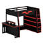 Loft Bed with Desk, Multi-Storage Shelves, RGB Lighting, and Adjustable Table Placement-1922463006