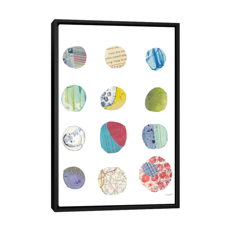 « geometric collage ii », impression sur toile, H 60 po x l 40po x P 1,5 po, Toile avec cadre noir, Pas de tapis