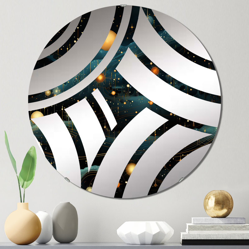 Celestial Constellations Planet Pattern - Centre Wave Decorative Mirror, 23.6" x 23.6"