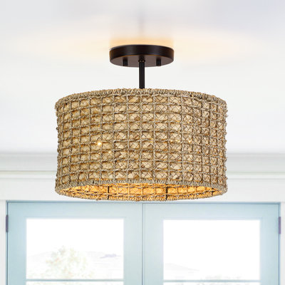 Stutz Rattan Semi Flush Mount