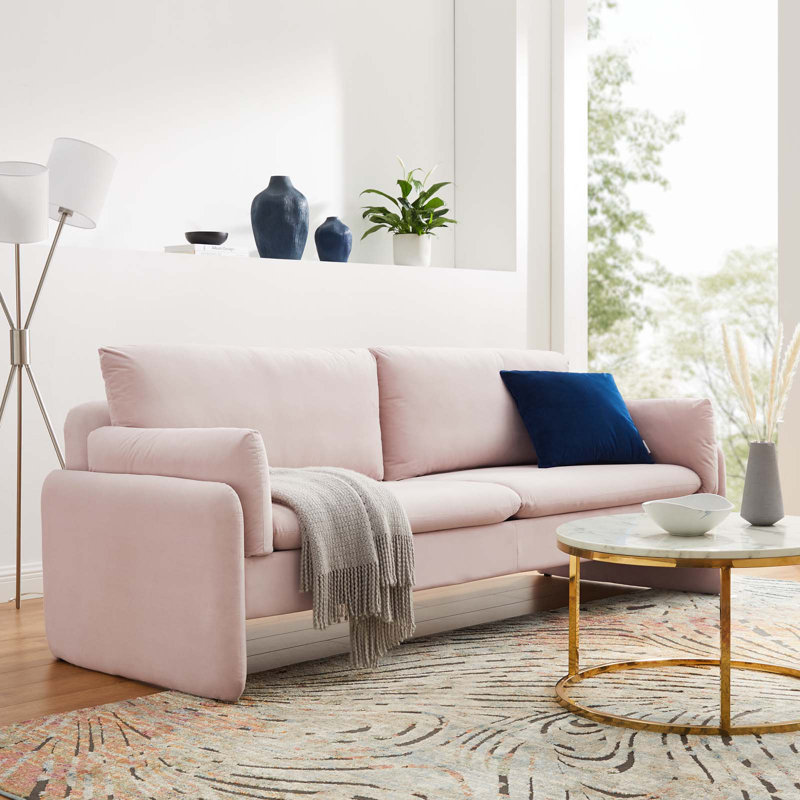 Autumn 81'' Velvet Sofa, Pink Velvet
