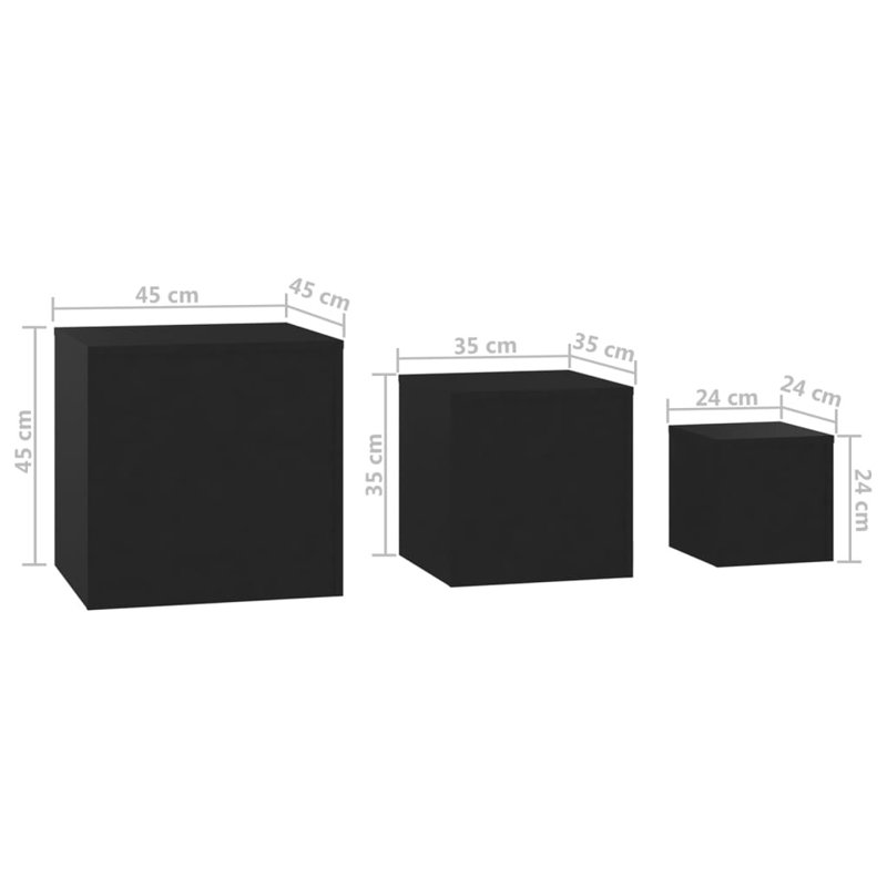 Gobind Block Nesting Tables, Black, Black