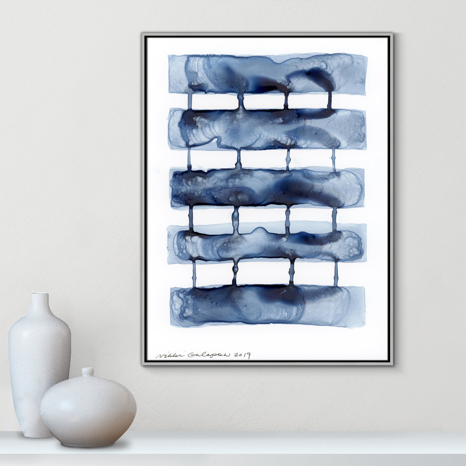 Gareth "Stitched Together I" Print by Nikki Galapon, 41.5" H x 31.5" W x 2" D, Silver Framed Canvas