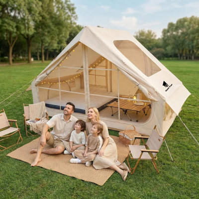 4-6 Person Family Camping Tent With Pump, Easy Setup 4 Season Waterproof Outdoor Inflatable Tent