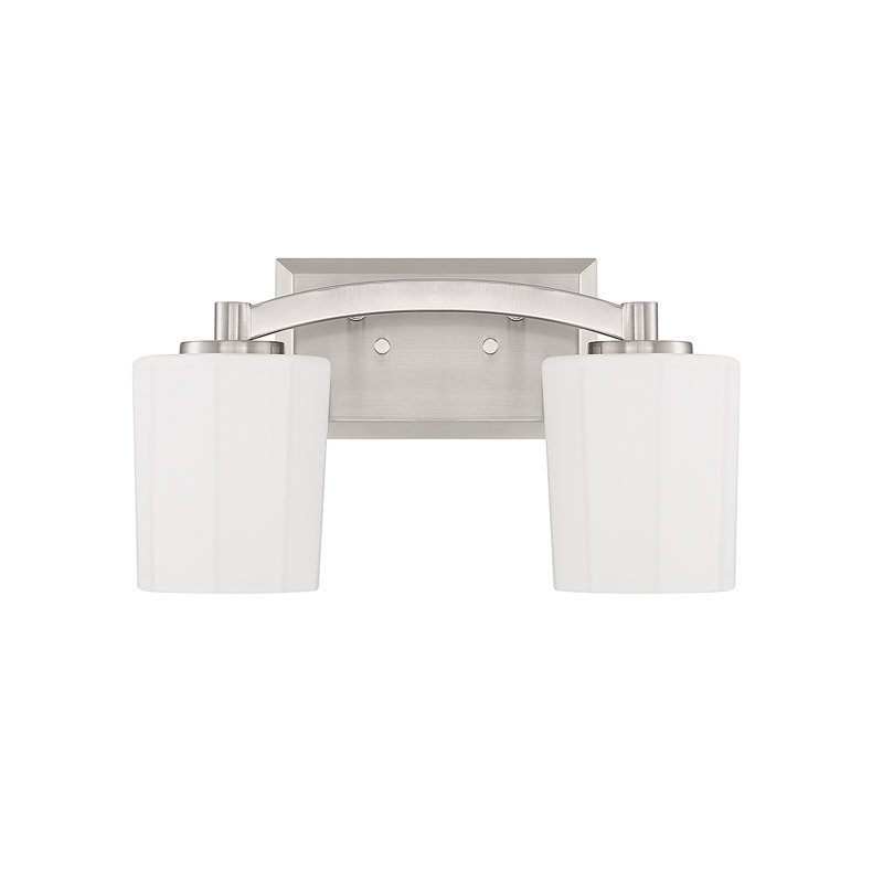 Satin Nickel 2-Light Vanity Fixture with Opal Glass Shades