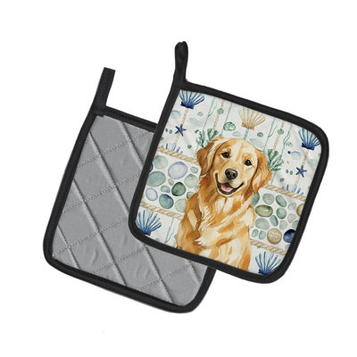 Paire de poignées en verre Golden Retriever