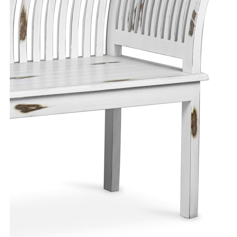 Solid Wood Bench, Aged White