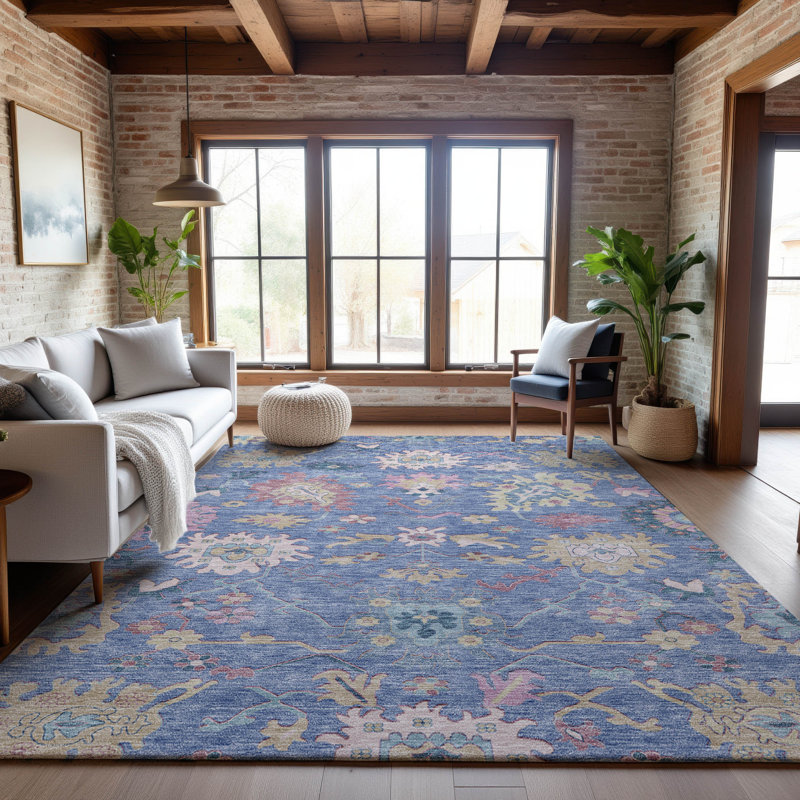 Premium Machine Washable Gurubaksh AMF1154 Global Rug, Rectangle 3' x 5'