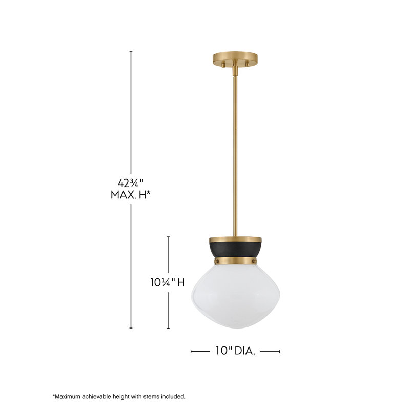 1 - Light Schoolhouse Pendant, Gold/Black