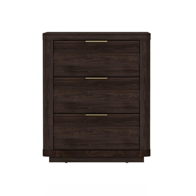 Evelyn 20" W Modern Nightstand with 3 Full Extension Drawers in Brown