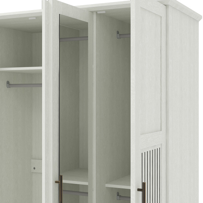 Gregory 3 Door Wardrobe with Mirror, Pearl White Oak