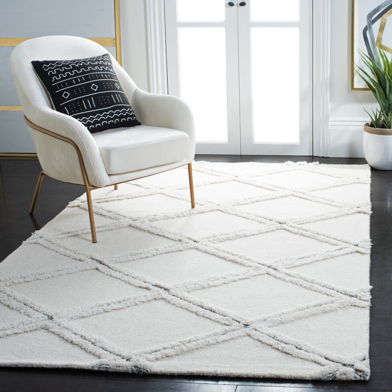 Tapis géométrique en laine / coton touffeté à la main Donnach, Rectangle 8 pi x 10 pi