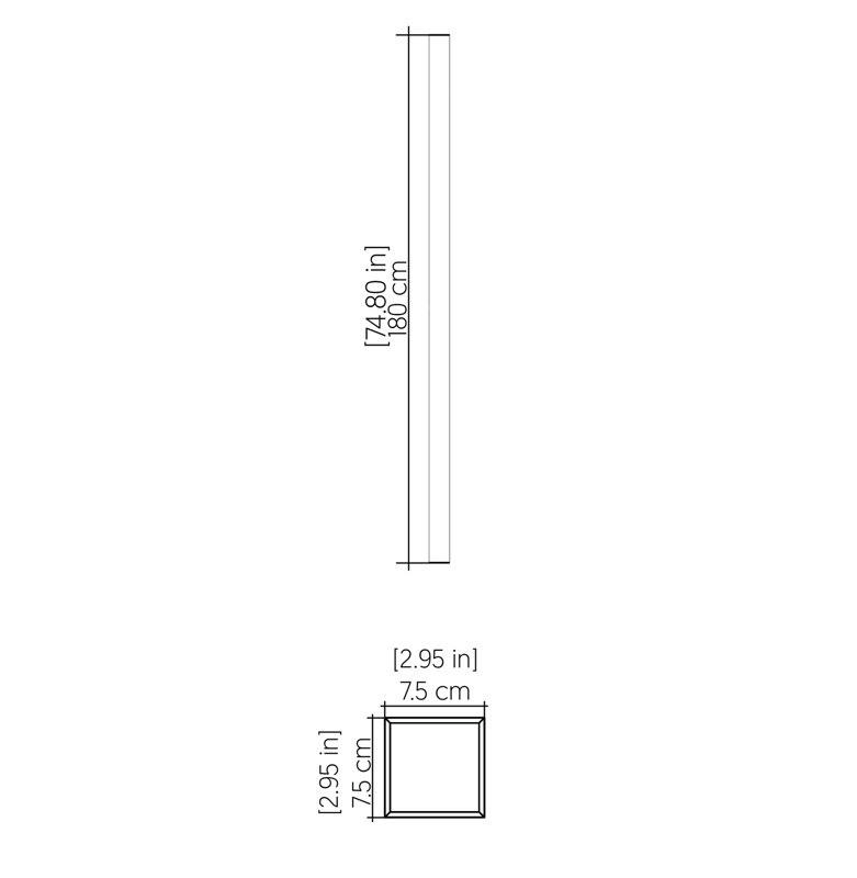 Linea 1 - Light LED Flush Mounted Sconce, Maple, 74.8" H x 2.95" W x 2.95" D