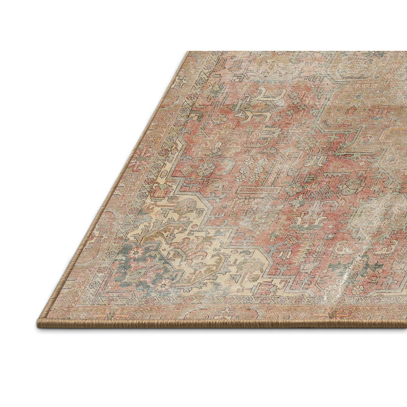 Tapis traditionnel beige / rose Farahn, Rectangle 4 pi x 6 pi