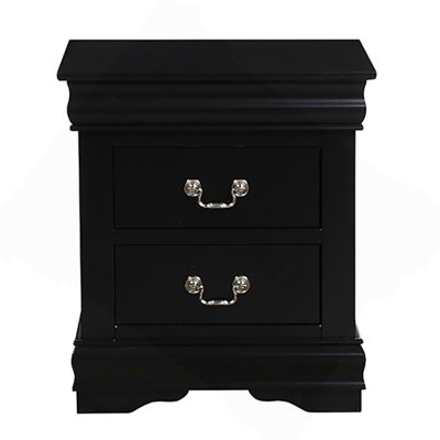 Black 2-Drawer Nightstand