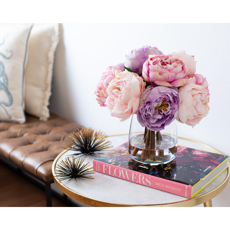 Silk Peonies Arrangement in Vase