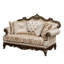 Causeuse Hesar, 4 coussins, style chenille touffeté de style rétro, bois brun cerise