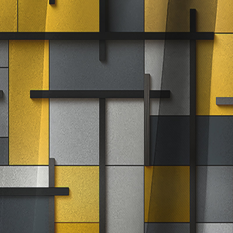 Harmonie de blocs géométriques jaunes et gris - Rideau occultant géométrique abstrait - 1 panneaux, L 52 po x L 120 po