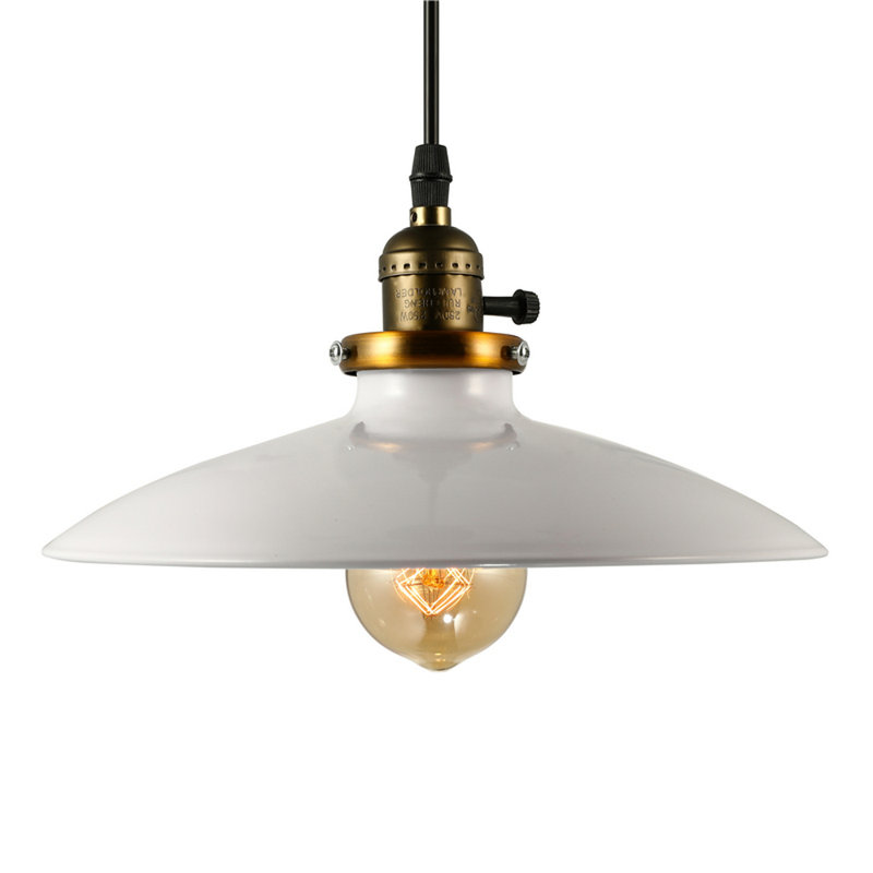 Luminaire suspendu industriel avec abat-jour en métal, Blanc