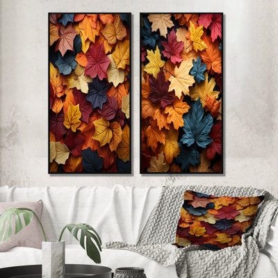 Feuilles d'automne avec palette en sourdine "Feuilles d'automne avec palette en sourdine" - 2 pièces