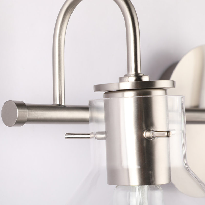 Bathroom Vanity Light with Clear Glass Shade for Bathroom, Brushed Nickel, 3 Lights