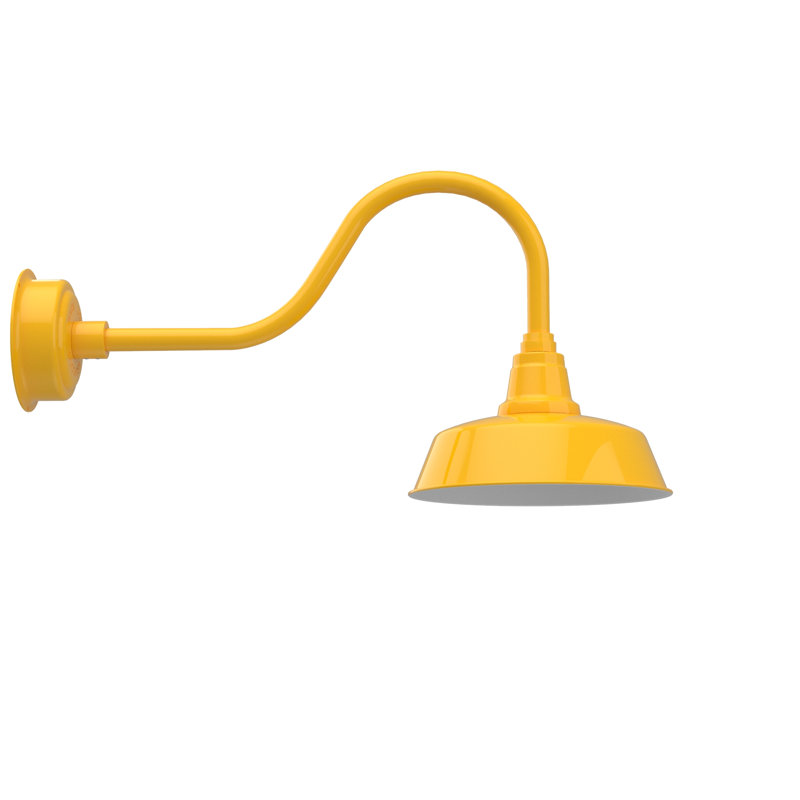 Luminaire de grange d'extérieur à DEL Vandervliet, H 16,38 po x l 12 po x P 29,75 po, Jaune