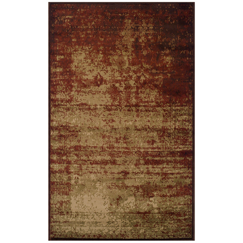Tapis de couloir à motif de dégradé moderne rouge-brun délavé à l'acide, Rectangle 6 pi x 9 pi