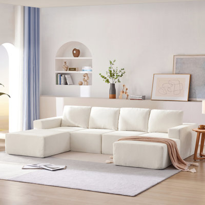Canapé modulaire moderne en U de 110 po x 72 po Modern Canapé, ensemble de canapé en chenille de luxe, canapé-lit en mousse