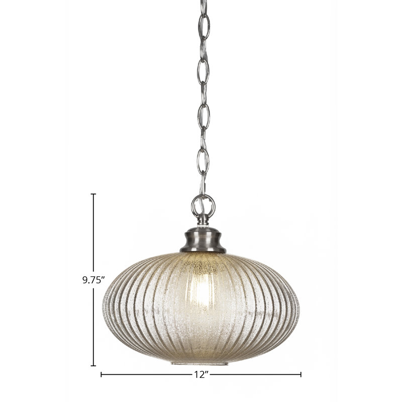 Carina Chain Hung Pendant, Brushed Nickel, 9.75" H x 12" W x 12" D