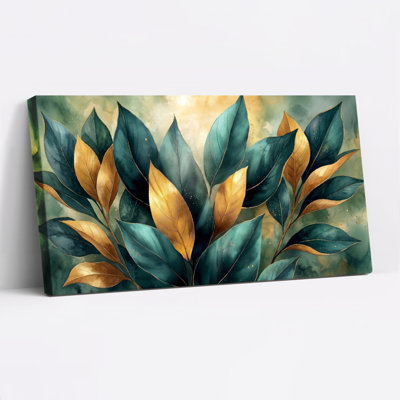 Leafy Gold Canvas Wall Art Set Of 1