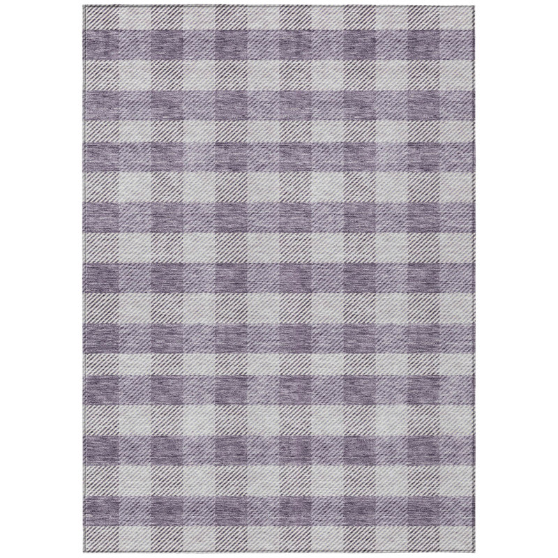 Tapis d'intérieur lavable à carreaux lavande 10 pi x 14 pi