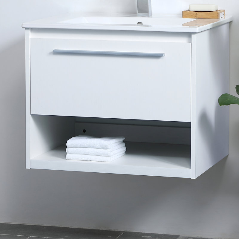 Ensemble de meuble-lavabo simple mural de 24 po Kasper, Blanc