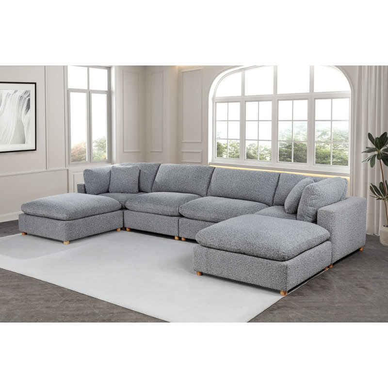 Ensemble modulaire 6 pièces en tissu Teddy Boucle, Ourson gris riche