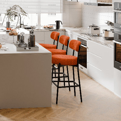 Bar Stools Set of 3, Counter Height Bar Stools with Back and Metal Legs, High Top Island Chairs with Footrest, Sherpa Tall Kitchen Bar Chair Boucle
