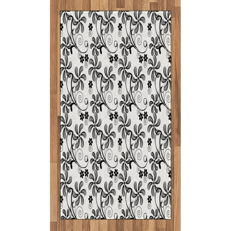 Floral High Density Long Fiber Poly Threads Decorative Area Rug Carpet, Rectangle 2'7" x 5'